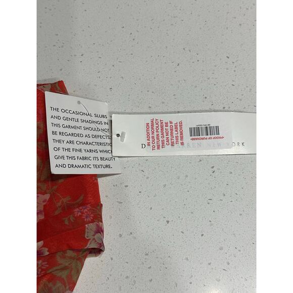 David Warren Dress NWT Halter Midi Silk Red Floral Lined Cruise Resort Party 12 - Picture 14 of 14